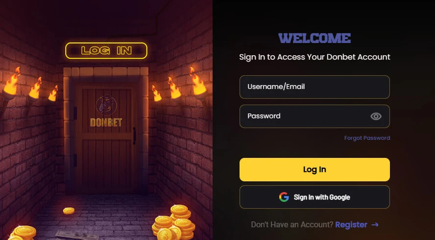 Donbet Casino login screen